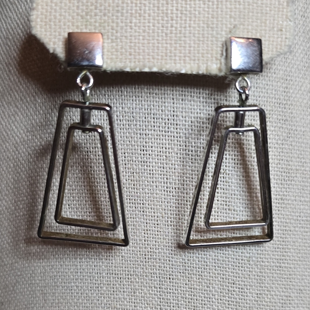 Avon Silver Geometric Earrings